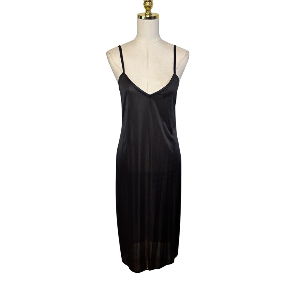 Johnny Was Collection Maxi Black Slip Dress Size XS With A Back Slit Straps